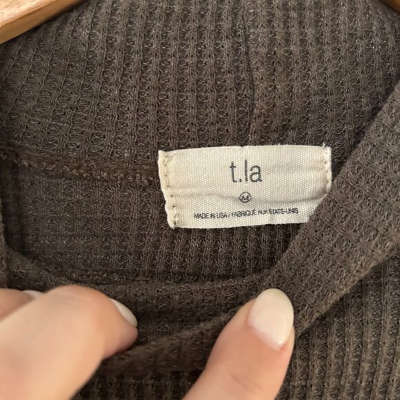 Anthropologie T.La Moss Long Sleeve Thermal Waffle Mock Neck Tunic Top - Picture 5 of 6